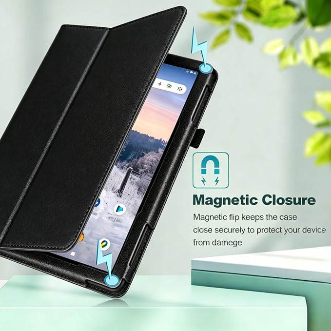 Case for T-Mobile Revvl Tab 2 Tablet - Folio Premium PU Leather Protective Stand Cover with Auto Sleep/Wake Almond Blossom