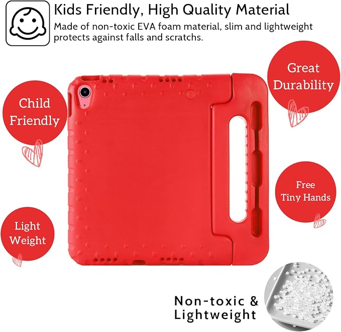 Dteck Kids Case for iPad 10.2 - Shockproof Rugged EVA Handle Stand Child Proof Case for iPad 9/8/7 Generation Black