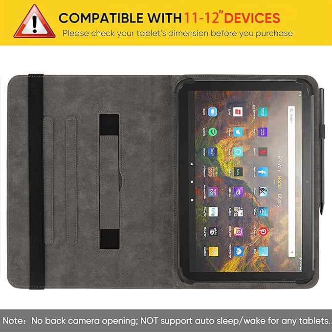Universal 11 12 Inch Android Tablet CaseMulti-Angle Viewing Stand Stylus Holder Cover for 11-12 Touchscreen TabletBlack