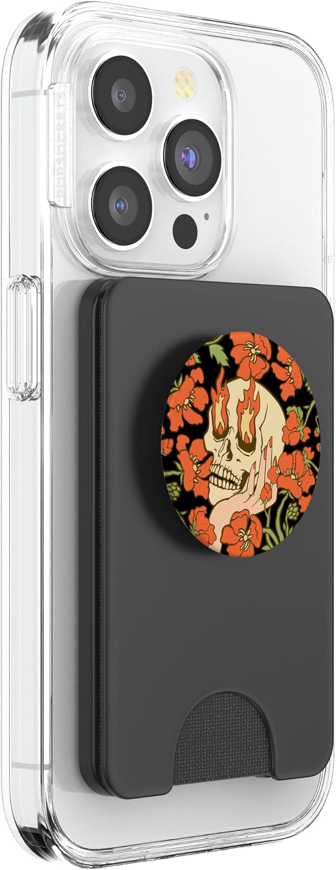 PopSockets Skull &amp Goth Phone Grip &amp Stand - Skull Flowers PopSockets PopGrip for MagSafe