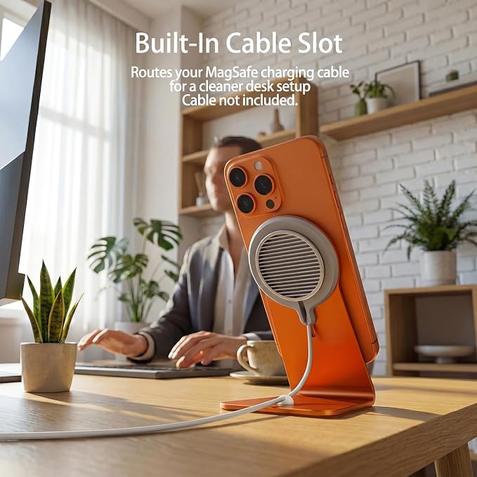 Aluminum Stand Compatible with Apple MagSafe Charger 15W /25W Desktop Charging Dock for iPhone 17/16/15/14/13/12 Portrait and Landscape Viewing Charger Not Included Grey