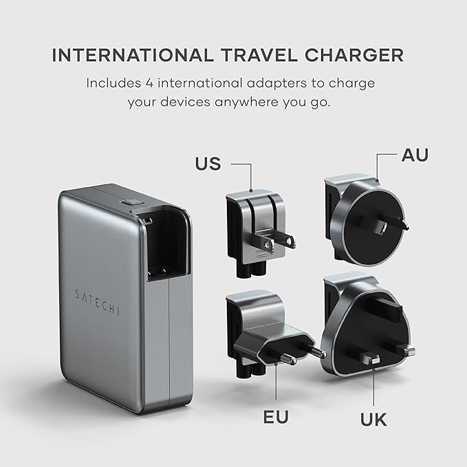 Satechi 145W GaN USB C Charger with 4 Ports &amp OntheGo™ 2 in 1 Wireless Charger for MacBook iPad iPhone and Apple Watch