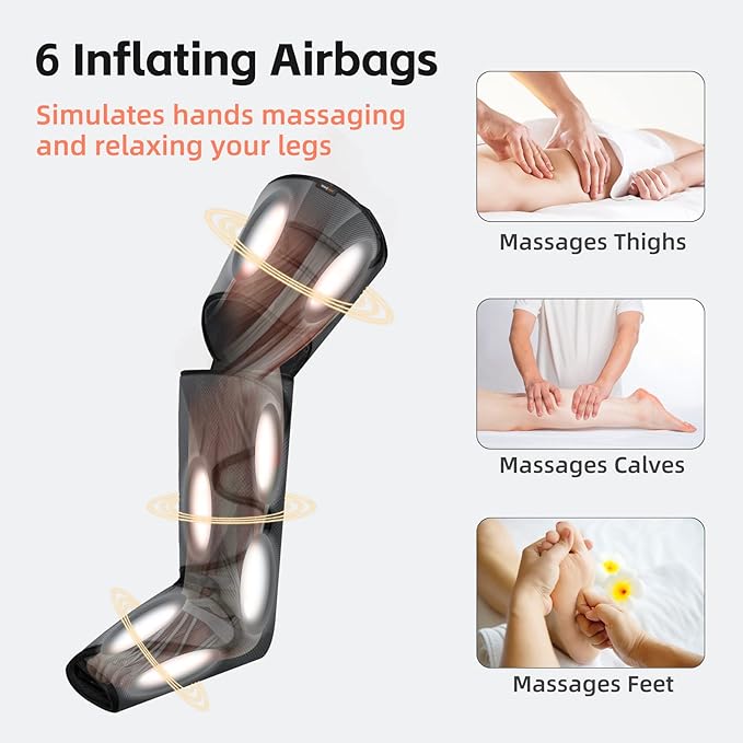 SHINE WELL Leg Compression Massager, Air Compression Massager for Circulation and Pain Relief, 3 Modes 3 Intensities 2 Extenders and Adjustable Wraps, Gift for Family or Friend