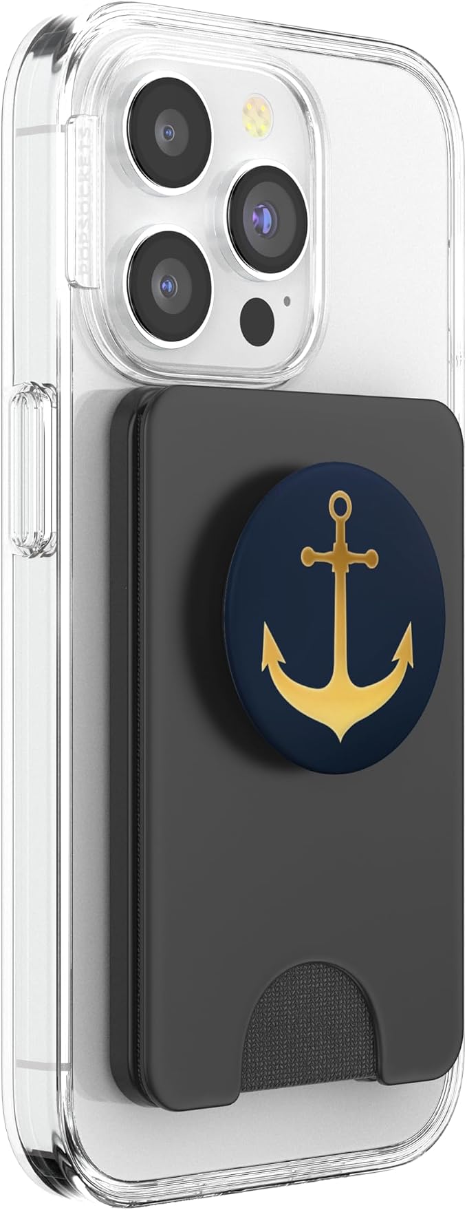 Golden Anchor nautical design On Dark Navy Blue PopSockets Adhesive PopGrip