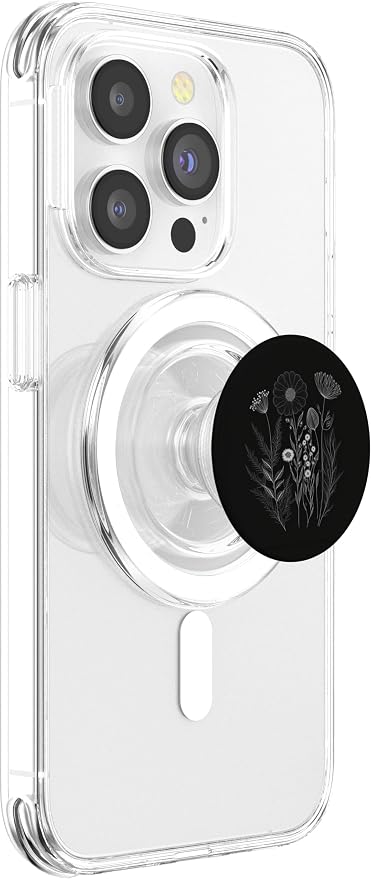 Wildflower Floral Flower Design Feminine Black PopSockets Adhesive PopGrip