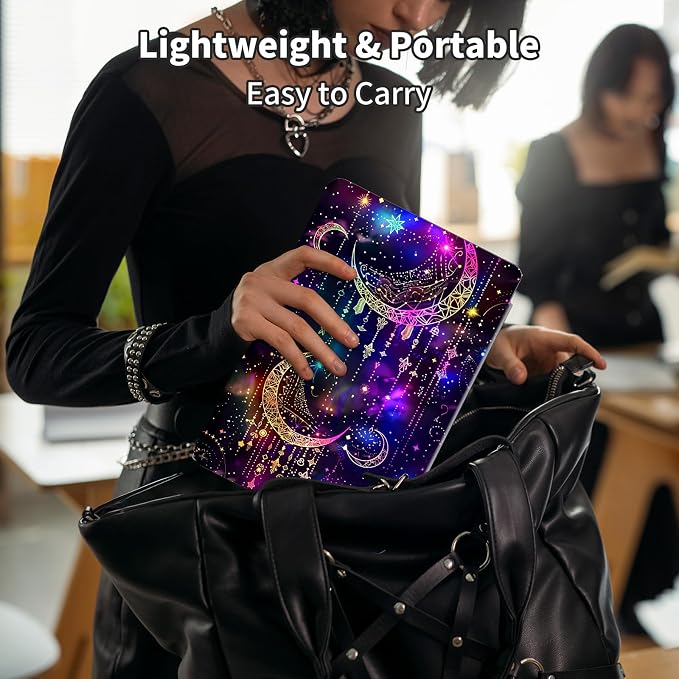 Case for Amazon Kindle Fire HD 8 Tablet &amp HD 8 Plus Tablet(12th Generation/10th Generation2024/2022/2020 Release)360 Degree Rotating Swivel Stand with Auto Wake/SleepPurple Glitter Moon