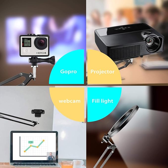 Overhead Tripod for DSLR Cameras, Heavy Duty Camera Desk Mount Stand with Flexible Articulating Boom Arm, Cam Holder Table Clamp for Canon Nikon Sony Fuji SLR Mirrorless Video Recording