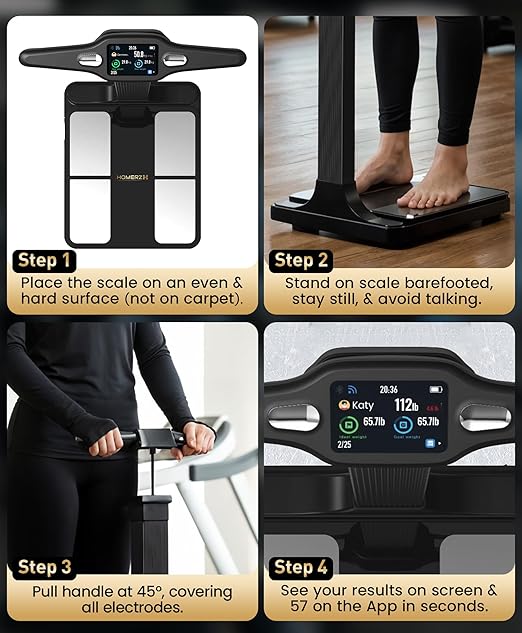 Homerz Smart Scale Pro Max – Bend-Free Smart Scale with BMI, Body Fat, Muscle Mass, Full Body Composition Scale with Digital Weight Tracking, Body Scan Scale with Handle, Body Fat Scanner