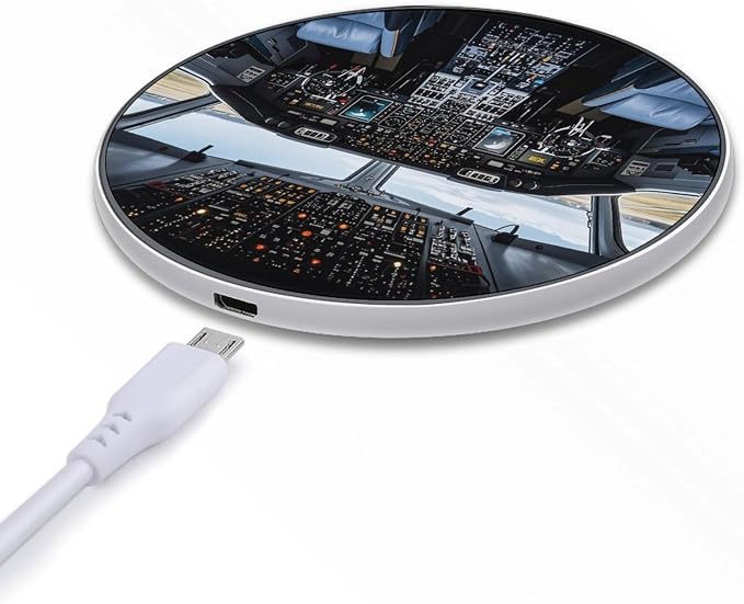 Airplane Cockpit Wireless Charger 10W Portable Fast Wireless Charging Pad Compatible with Phone Slim Charging Station Lightweight Charger Mat Charging Block for Travel Home Office