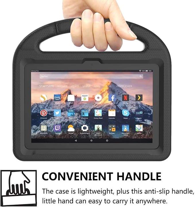 Kids Case for New Tab 7-inch 2024 Lightweight Shockproof Kid-Proof Cover with Stand Cover - Black