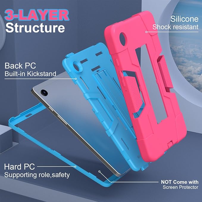 case for Galaxy Tab A9 8.7 2023 Case Hard PC Soft Silicone Kickstand Rugged Heavy Duty High Impact Protective Case for Samsung Galaxy Tab A9 8.7 Inch 2023 SM-X110 SM-X115 Black