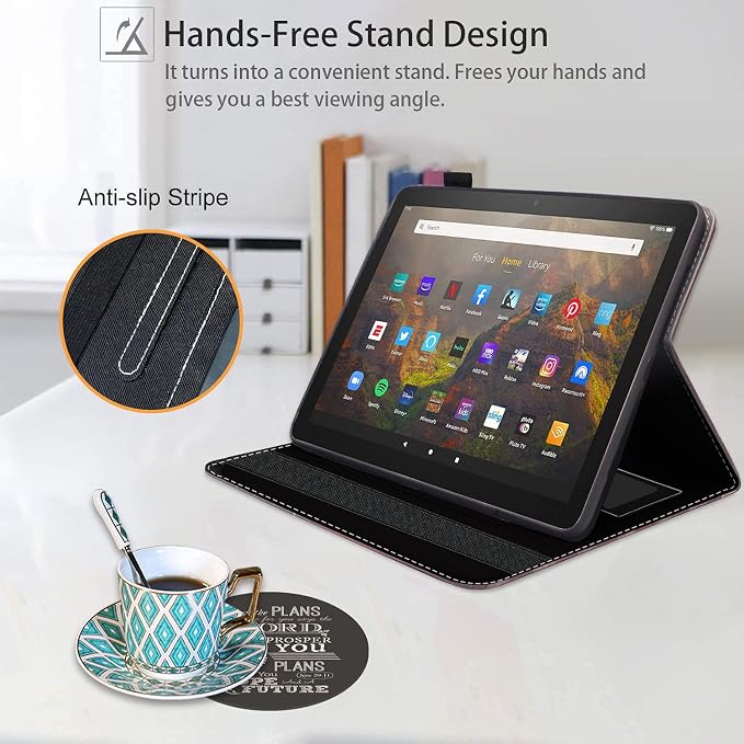 Case for Amazon Fire HD 10 Tablet (9th/7th Gen 2019/2017 Release) Premium PU Leather Cover with Auto Sleep Wake Feature Folio Case for Fire 10.1 Tablet Bible Verse Jeremiah 29:11
