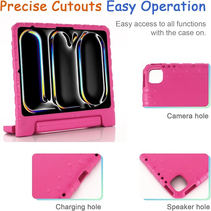Kids Case for iPad Pro 11 M5/M4 &amp iPad Air 11 (2026/2025/2024) Shockproof Case with Pencil Holder Techcircle Light EVA Foam Handle Stand Bumper Protective Child Friendly Drop Proof Cover Black