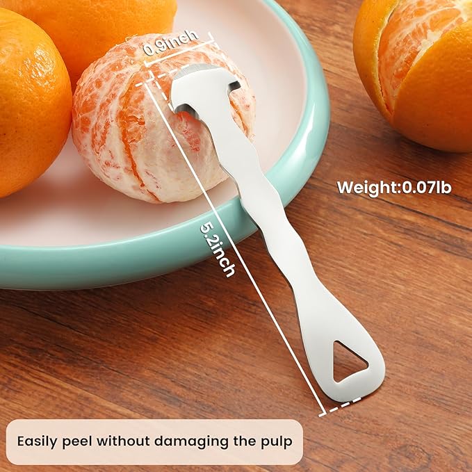 iziusy 2 Pcs Stainless Steel Orange Peeler Citrus Peeler Fruit Remover Opener Ergonomic Safe Cutter & Slicer Tool for Grapefruits, Lemons