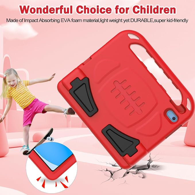 TIRIN Kids Case for iPad A16 11th Generation 2025/iPad 10th Generation 2022 with Built-in Screen Protector Shockproof Handle Stand iPad Case for Kids Black