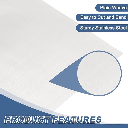 uxcell 350 Mesh 118" x 12" Woven Wire Mesh, 304 Stainless Steel Air Vent Filter