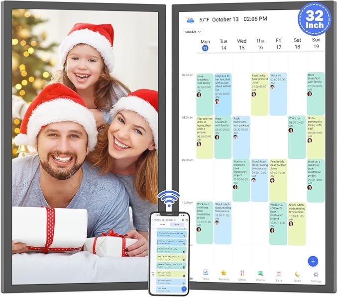 32" Smart Digital Frame Calendar-for-Family-Planner - Electronic Calendar for Business Chore Chart, Touchscreen Display for Family Schedules, Auto-Sync Google iCloud Outlook Calendars for Mom Dad