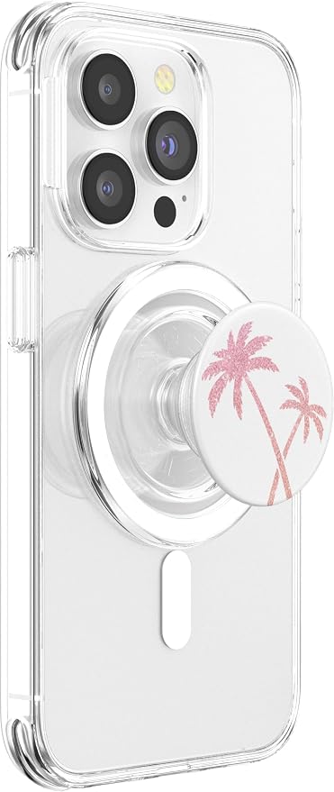 Cute Pink Palm Tree Rose Design Pop Up on White PopSockets Adhesive PopGrip