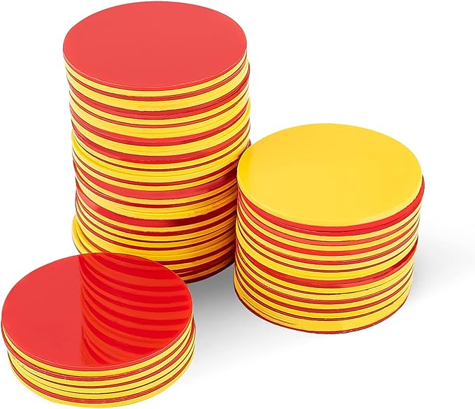 Round Math Counters,Plastic Two Color Counter Yellow Red 200 PCS, Educational Toys to Help Kids Learn