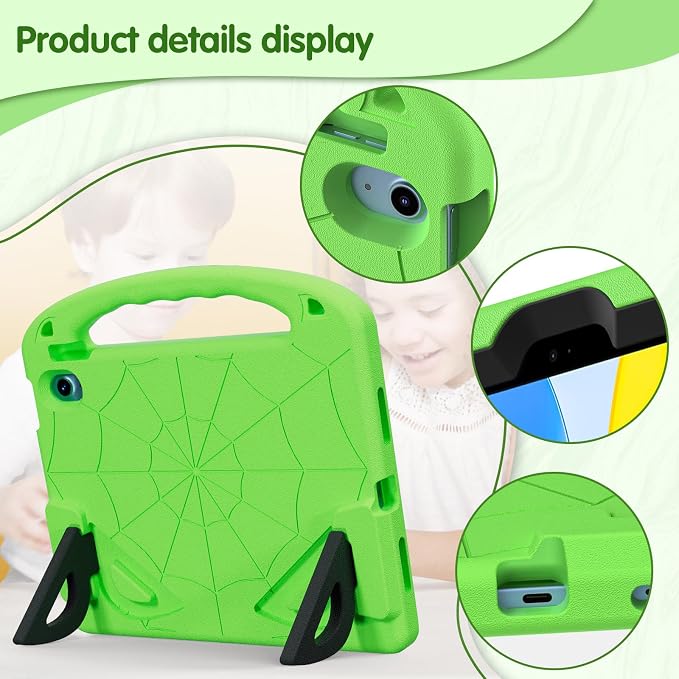 Kids Case for iPad A16 11th/ 10th Generation (2025/2022 Model) | iPad 11/ iPad 10 Full-Body Drop Protection cover with Screen Protector EVA Shockproof Handle Stand Black