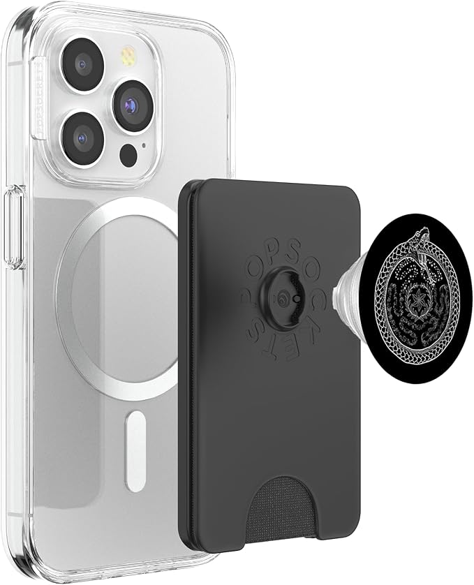 The Ghoulish Garb Hecate's Wheel Ouroboros Goddess of Witchcraft PopSocket Adhesive Phone Grip for Smartphones (iOS and Android) - Black