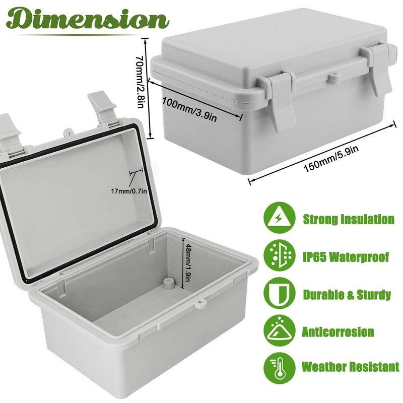 Sunnyglade ABS Plastic Dustproof Waterproof IP65 Junction Box Universal Durable Electrical Project Enclosure with Lock (3.9"x5.9"x2.8")
