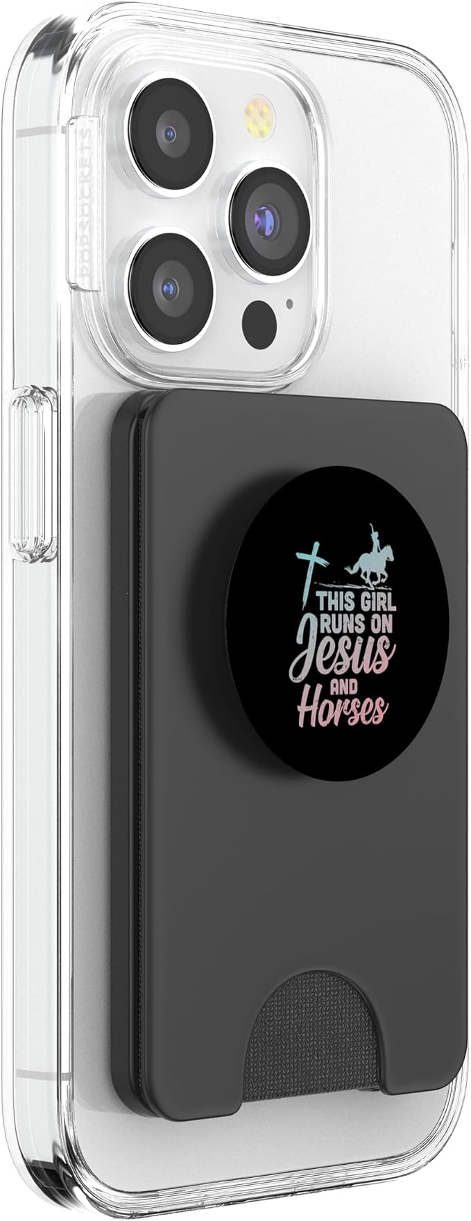 Girl Runs Jesus Horses Christian Horseback Equestrian Gift PopSockets Adhesive PopGrip