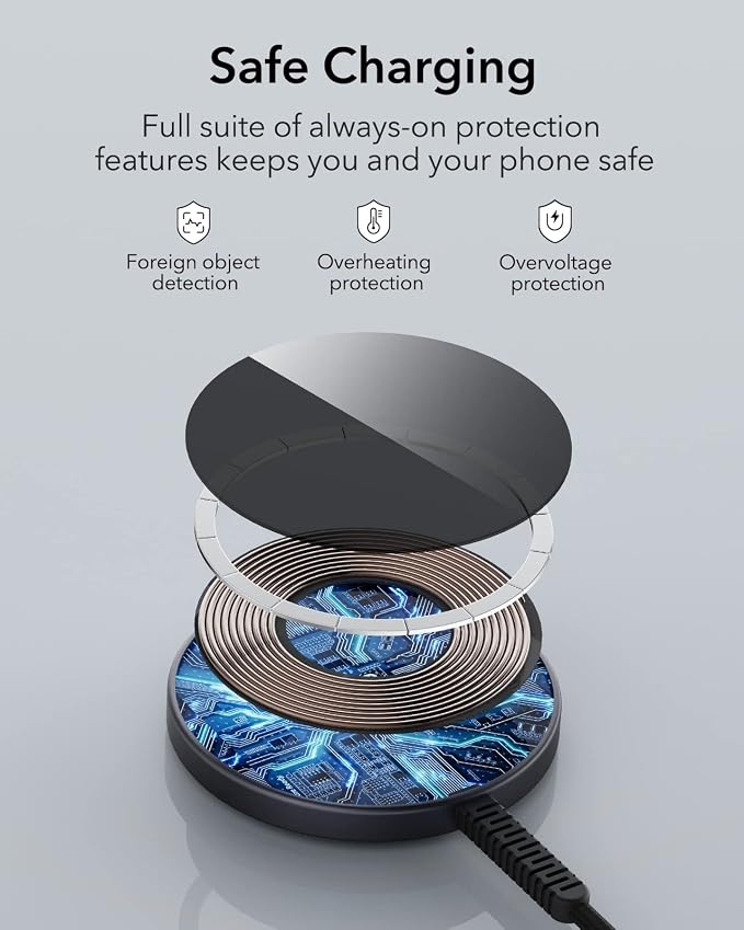 ESR HaloLock Mini Wireless Charger MagSafe-Compatible Charger Compatible with iPhone 15/14/14 Plus/14 Pro/14 Pro Max/13/12 Series