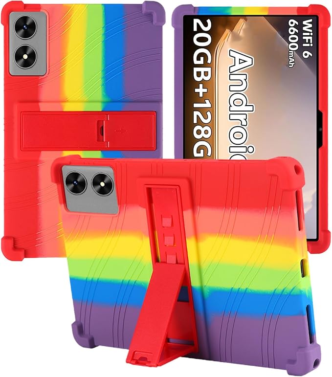 for SHARECLOUD P10/Frameflow P10 2025 10.1 Inch Tablet CaseBOVUGAC Soft Silicone Adjustable Stand Shockproof Kids Friendly for SHARECLOUD P10_T 10.1 Tablet(Black)