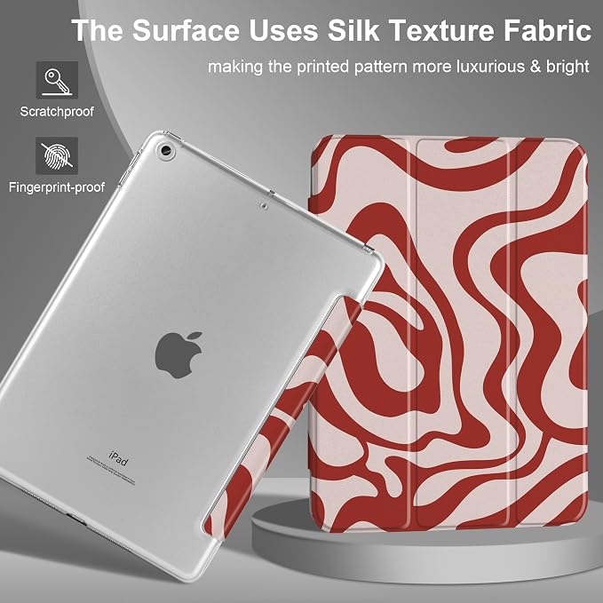 Compatible with iPad 10.2 Inch Case 2021 2020 2019 Smart Lightweight Trifold Stand Hard Plastic Transparent Cover Support Auto Sleep/Wake for iPad 10.2 9th/8th/7th Gen - Bear &amp Cherry
