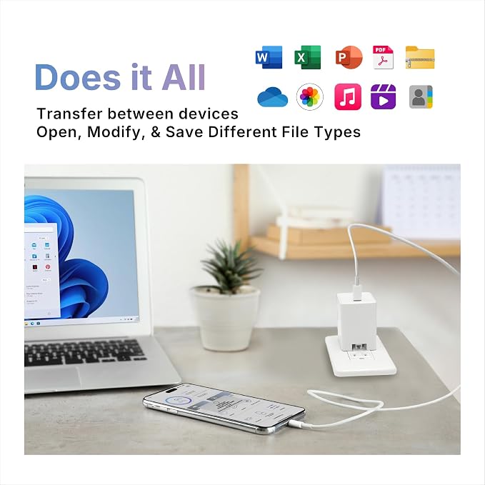 USB-C Charger Flash Drive: 1TB Apple MFi Certified for iPhone iPad Android Laptop MacBook Backup Storage 65W Fast Charging External Memory PD Power Adapter iXCharger