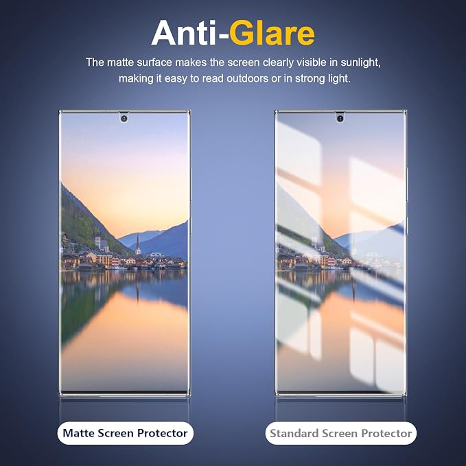 [2 Pack] Anti Glare Matte Privacy TPU Screen Protector for Samsung Galaxy S24 Ultra (Not Glass) Fingerprint Sensor Compatible Full Adhesive Flexible Film Easy Installation