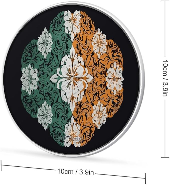Pattern on Black Background Wireless Charger Portable 10W Fast Wireless Charging Pad Compatible with Phone Ultra-Thin Charging Station Lightweight Charger Mat for Travel Home Office Desk