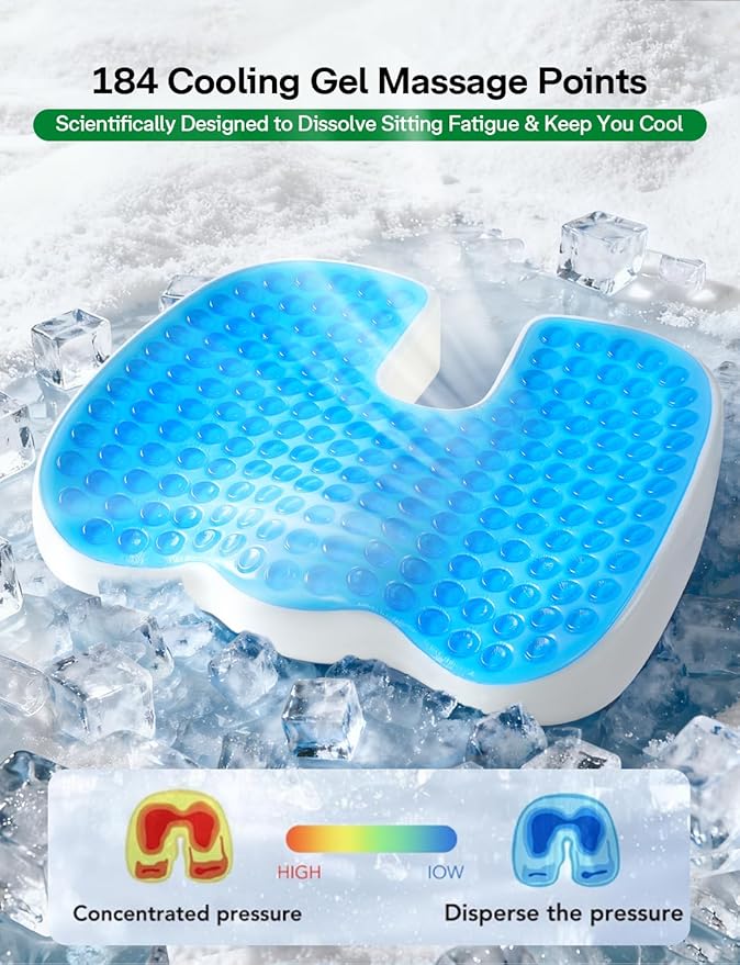 Medisana Gel Wheelchair Cushions for Pain Relief, GC 100 Seat Cushion for Tailbone, Sciatica, Back & Hip Support and Pressure Sore, Ergonomic Office Chair Cushion for for Seniors and Adults