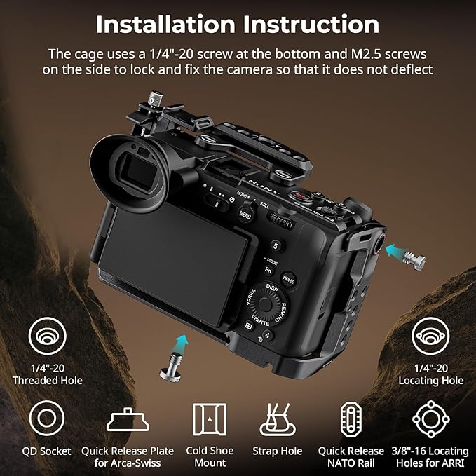 SmallRig Camera Cage for Sony FX2, HawkLock Quick Release FX2 Cage with Top Plate, Cable Clamp for HDMI, Multiple Mounting Points, Camera Rig Compatible with Original XLR Top Handles - 5587