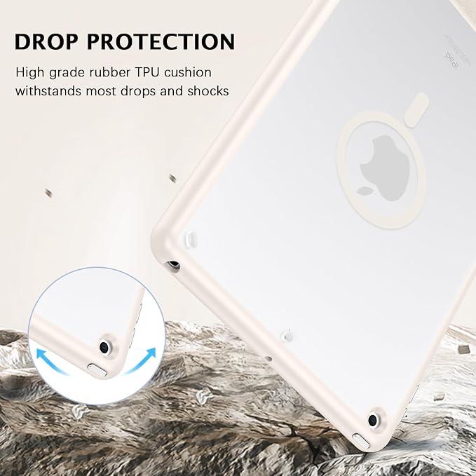 Telaso Magnetic for iPad 9th Generation/iPad 8th Generation/iPad 7th Generation Case iPad 10.2 inch 2021/2020/2019 Translucent Matte Back Soft TPU Bumper Military Grade Protective Case Black