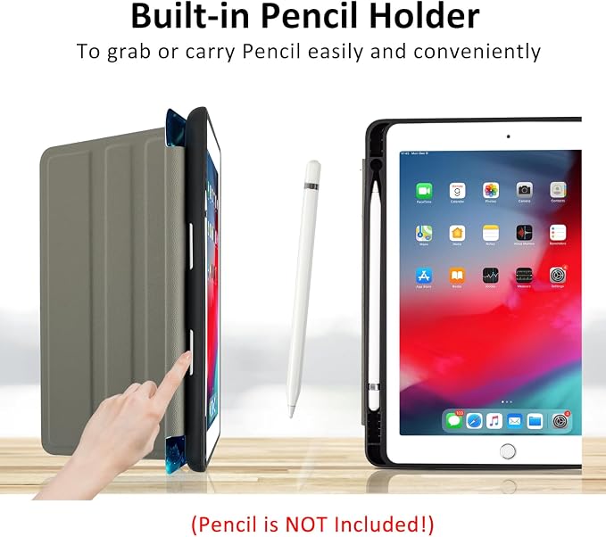 Lokigo Case for iPad 9th/8th/7th Gen 10.2 Air 3rd/Pro10.5 Aurora Forest | Protective Folio Soft Back Cover Pencil Holder for Teens/Students/Office Staffs 4 Angles Viewing Stand Auto Wake/Sleep