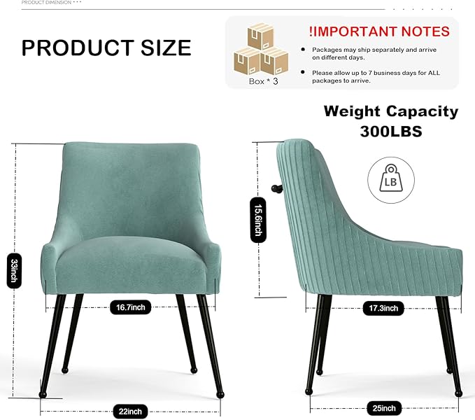 Velvet Dining Chairs Set of 6,Green Upholstered Living Room Chairs with Black Metal Legs, Modern Tufted Accent Chairs for Living Room, Study Room, Kitchen