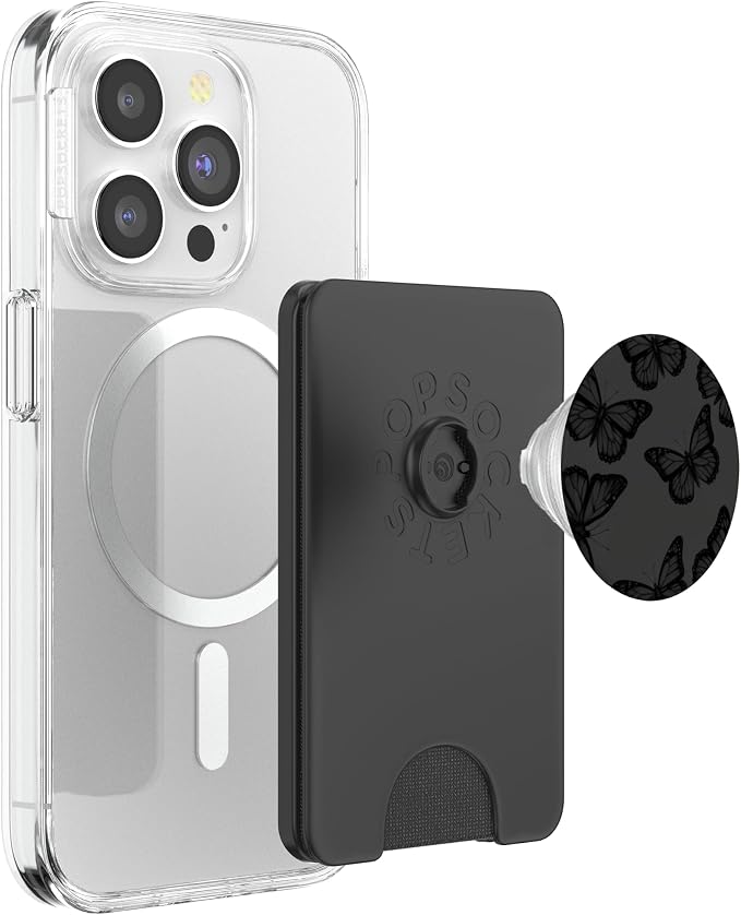 Dark Aesthetic Black Butterfly Pattern Girly PopSockets PopGrip for MagSafe