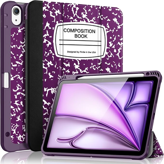 Fintie Slim Case for iPad Air 11-inch &amp iPad Air 5th/4th Generation 10.9 in | Tri-Fold Stand Flexible Soft TPU Back Cover Shockproof Protection Pencil Holder Scratch-Resistant Composition Lil