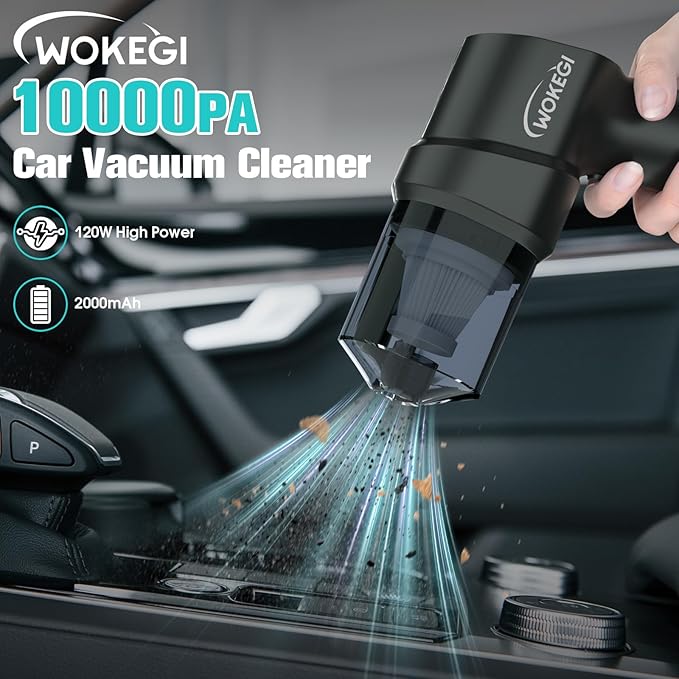 Handheld Mini Car Vacuum, 10000PA Cordless Portable Vacuum with 2000mAh Battery, 3 in 1 small Vacuum Cleaner & Air Duster with Type-C Charging, Compact & Lightweight for Car, Home, Kitchen (Black)