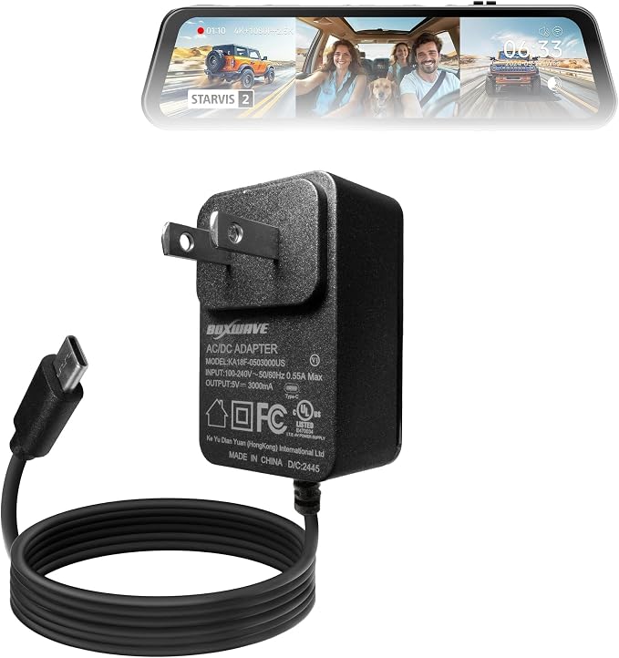 BoxWave Charger Compatible with WOLFBOX G900TriPro - Wall Charger Direct (15W) Rapid Charge Your Device with Built-in 3ft Cable