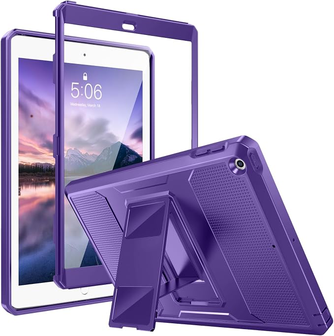 MoKo Shockproof Case Fit 2018/2017 iPad 9.7 6th/5th Generation Black | Heavy Duty Shockproof Full Body Rugged Hybrid Cover with Built-in Screen Protector for Apple iPad 9.7 Inch 2018/2017