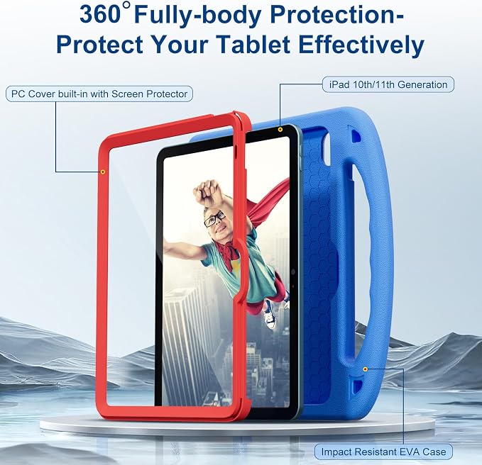 Kids Case for iPad 9th/8th/7th Gen. (10.2-inch 2021/2020/2019) | Shockproof Cover with Built-in Screen Protector and Stand Black