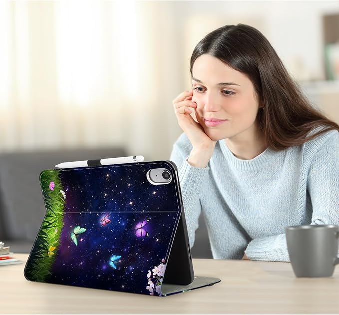 Vimorco for iPad A16 Case for iPad 11th/10th Generation Case Pencil Holder | for iPad Case 11th/10th Generation 11”/10.9” Typing Stand/4 Viewing Angles/Lightweight/Slim Auto Sleep/Wake Cyberpunk Te
