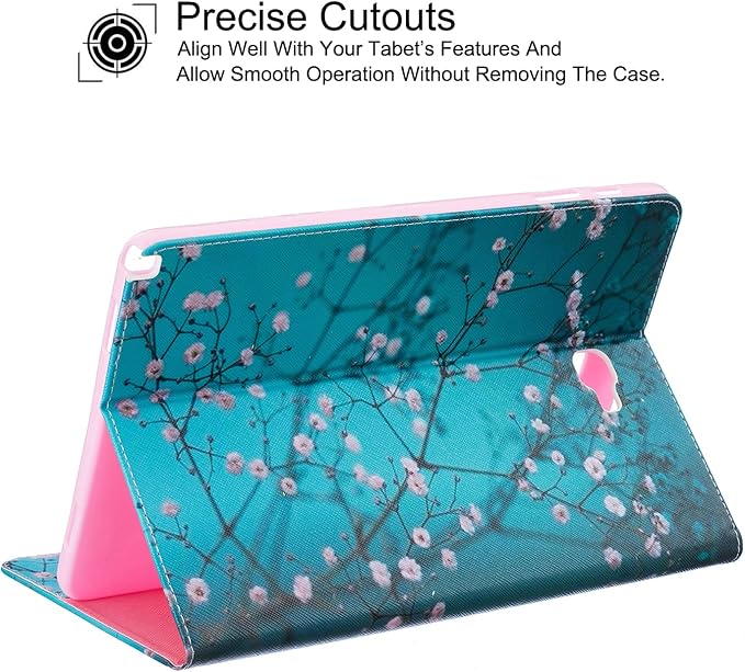 Galaxy Tab A 10.1 with S Pen Case Newshine Slim Folding Stand Case with Card Slots Protective Cover for Samsung Galaxy Tab A 10.1 inch Tablet with S Pen Version (SM-P580/P585) - Almond Flowers