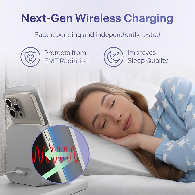 Elvy Fast Qi Wireless Charger for Cell Phones - Designed with EMF Management Technology for Enhanced Charging Advanced Environmental Shielding (Black)