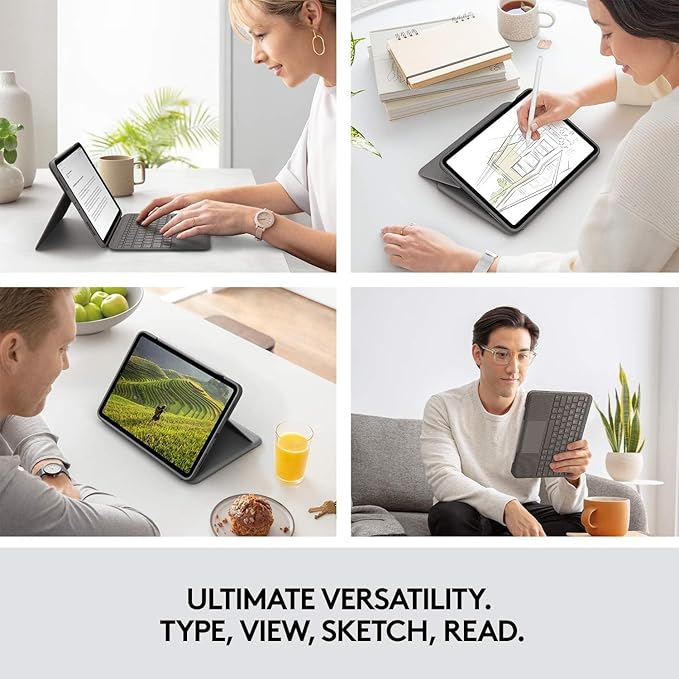 Logitech Folio Touch iPad Keyboard Case with Trackpad and Smart Connector for iPad Air (4th and 5th Gen) – Graphite (Renewed)