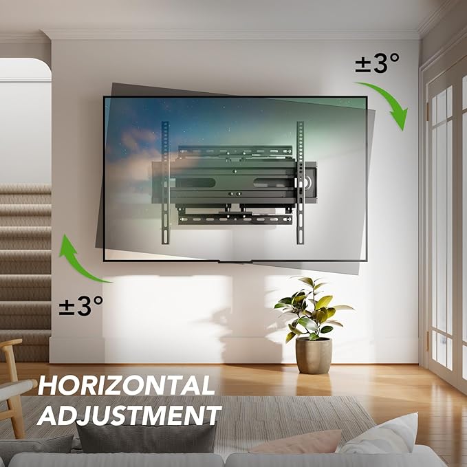 AX WABER TV Wall Mount Bracket for 32-65 Inch TV Full Motion Dual Articulating Arm with Swivel & Tilt, Max VESA 400x400mm，Fits 8” 12” 16" Studs, Supports 99 lbs for Flat & Curved Screens AX02MB01﻿