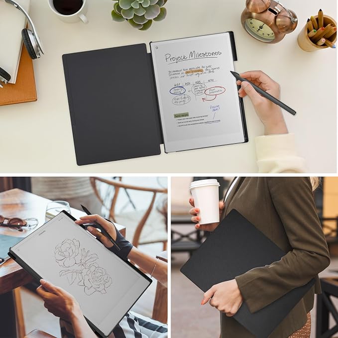 Caweet Case for Remarkable Paper Pro 11.8 2024 Slim Hard Back Shell Protective Book Folio Cover with Built-in Pen Holder and Auto Wake/Sleep Black